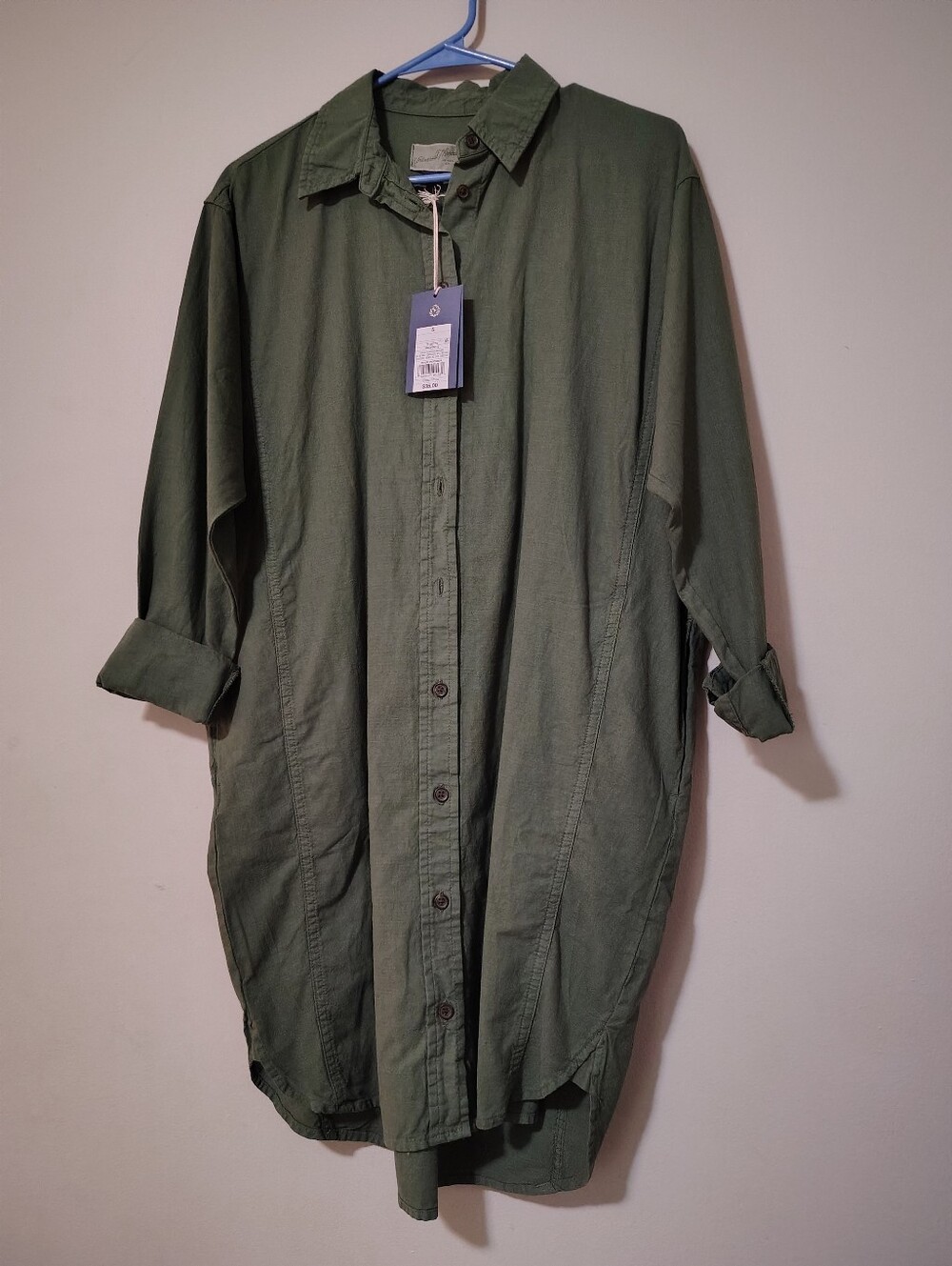 Universal Thread Olive Green Lightweight Button-Front Shirt Dress